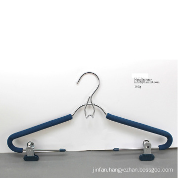 Metal Polished Chrome Clips Clothes Hanger with Foam